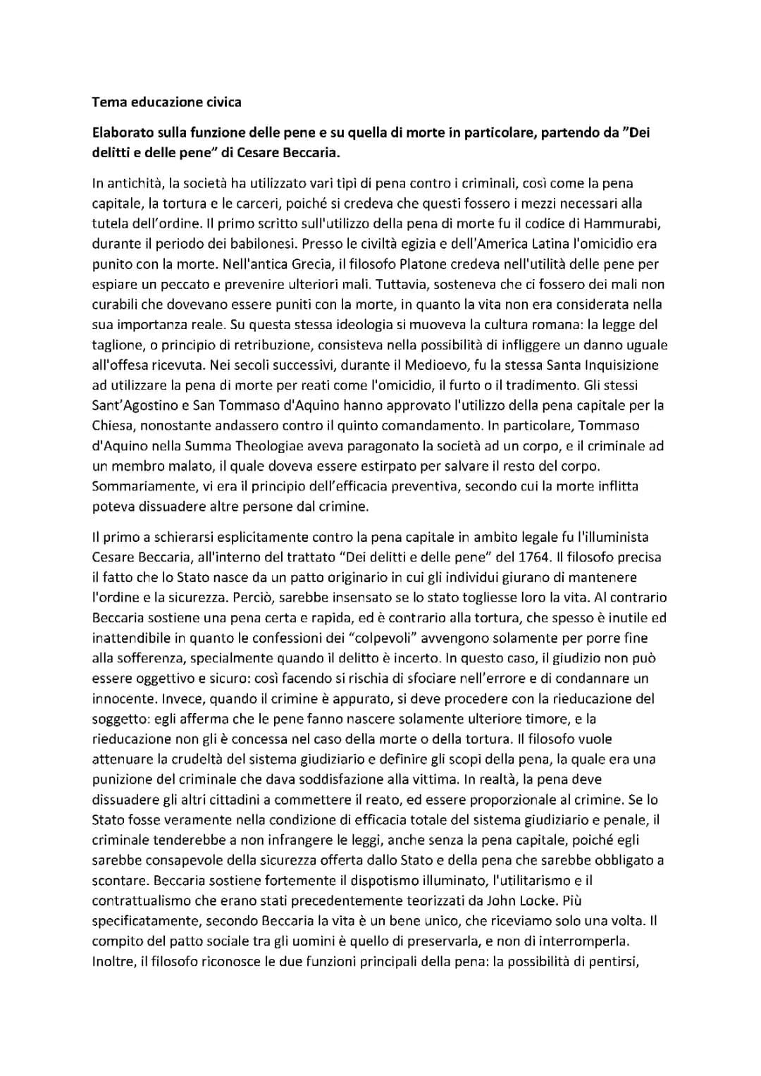 Cesare Beccaria contro la pena di morte: analisi e spiegazioni semplici