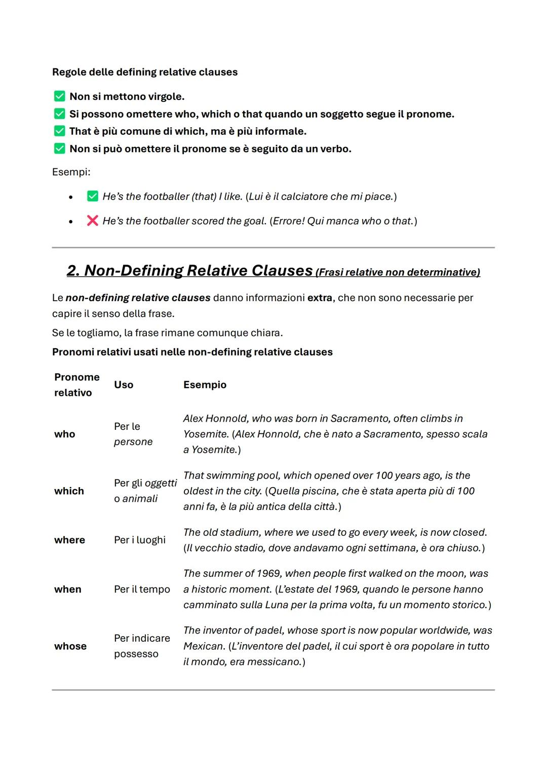 # Relative Clauses
Le relative clauses sono frasi subordinate che servono a dare più informazioni su una
persona, un oggetto, un luogo o un 