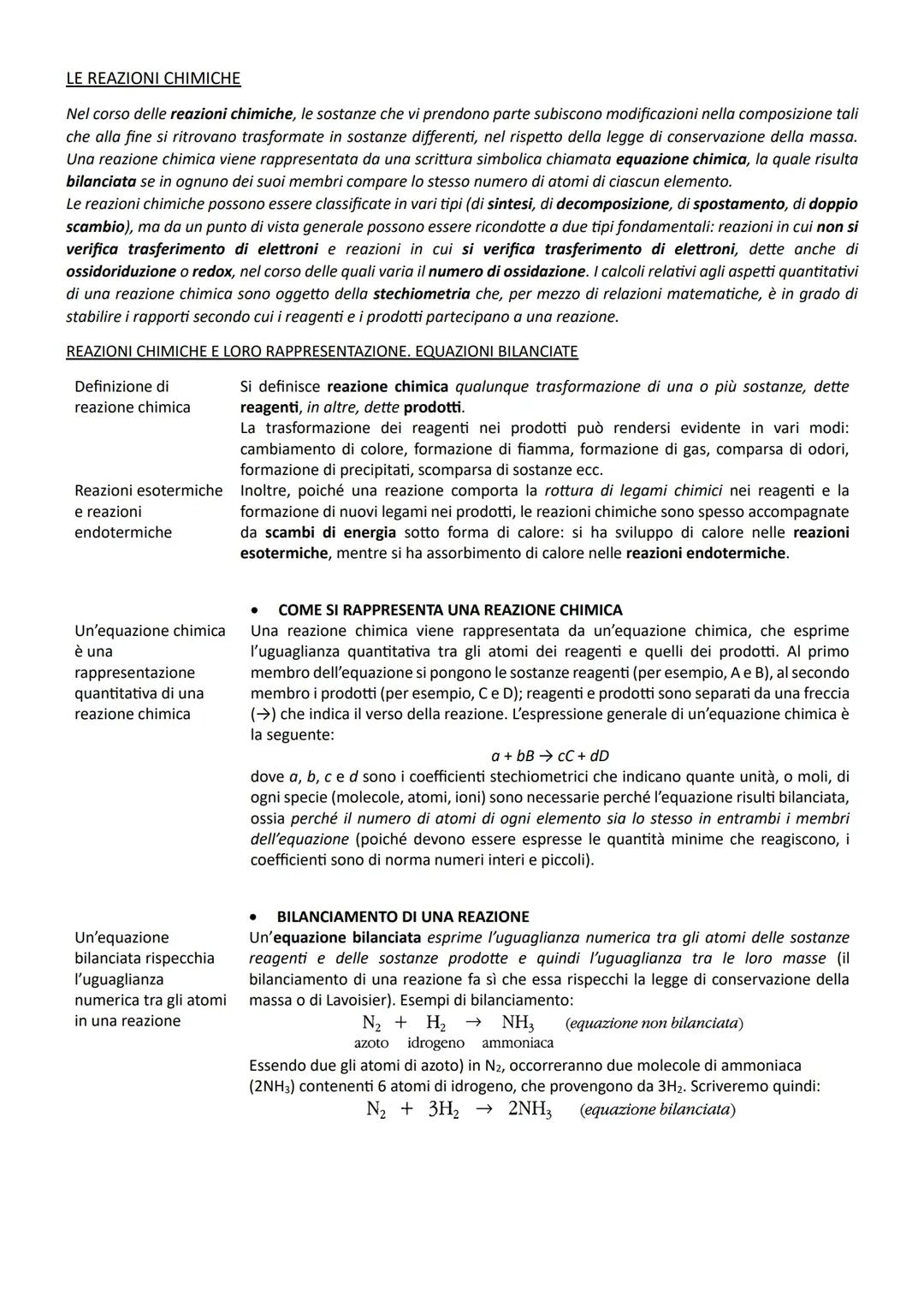 Le reazioni chimiche