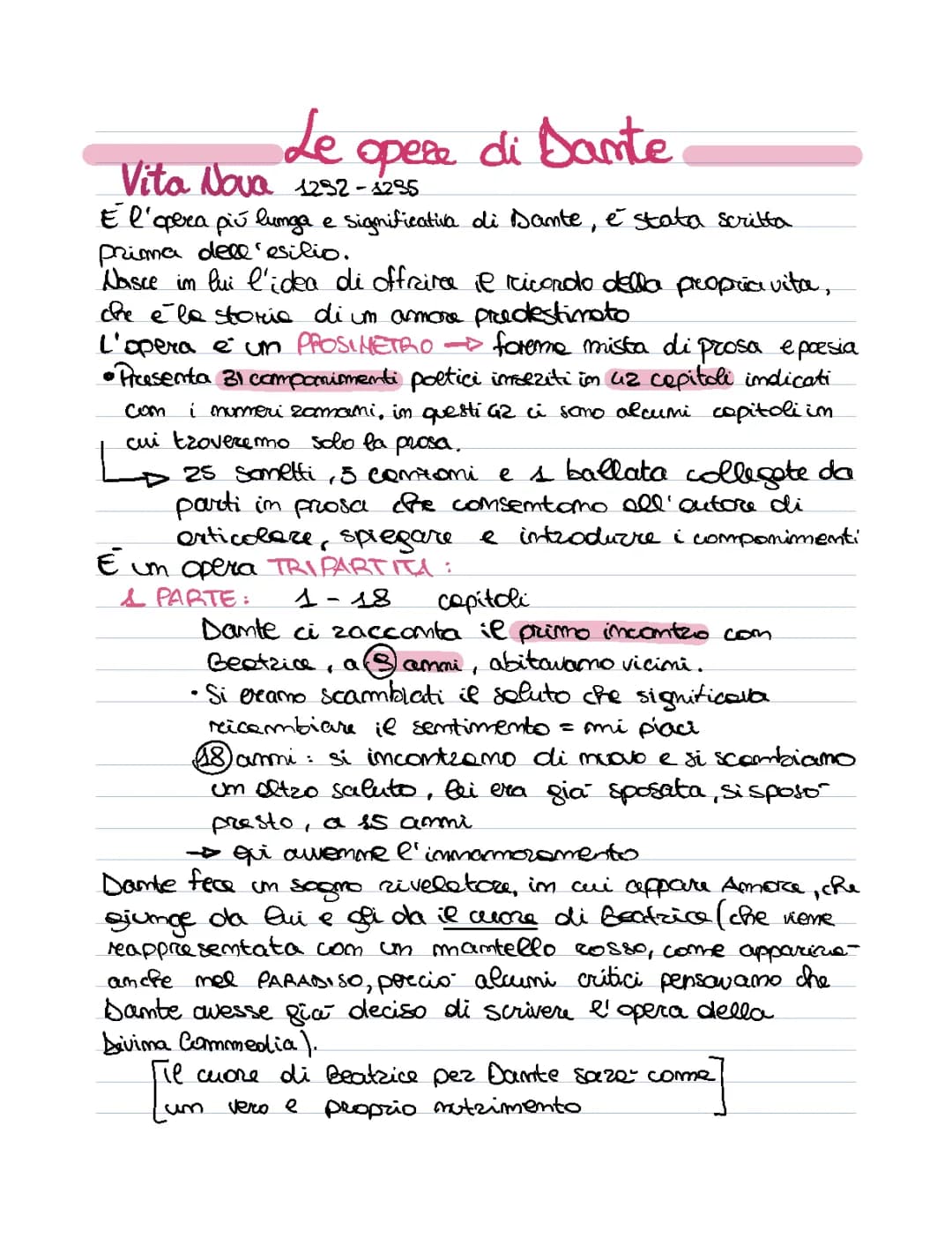 Opere di Dante: Vita Nova e Altre Opere in Breve