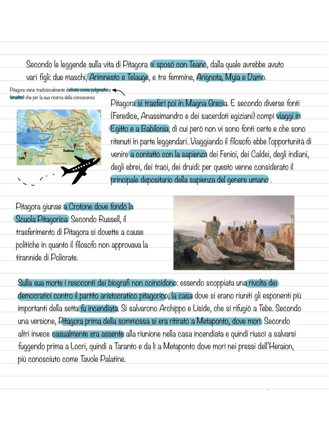 Pitagora
La vita di Pitagora è poco nota e la maggior parte delle
testimonianze che lo riguardano sono di epoca più tarda.
Venendo citato da