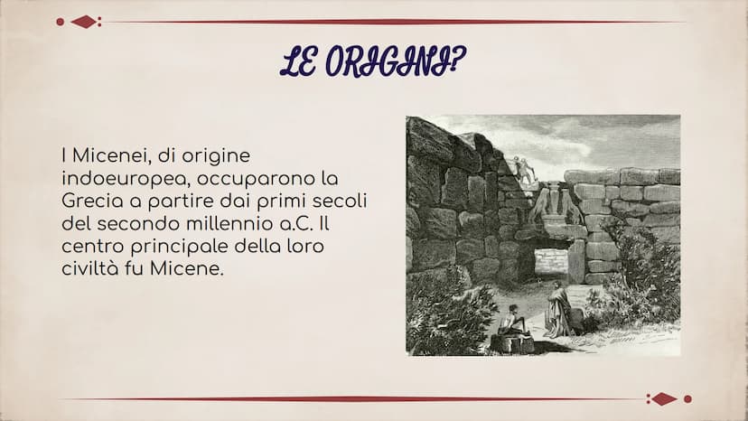 LA CIVILTÀ MICENEA
21 COS'È?
L'aggettivo miceneo viene dal
nome della città di “Micene
ricca d'oro" l' avrebbe chiamata
Omero.
La civiltà mi