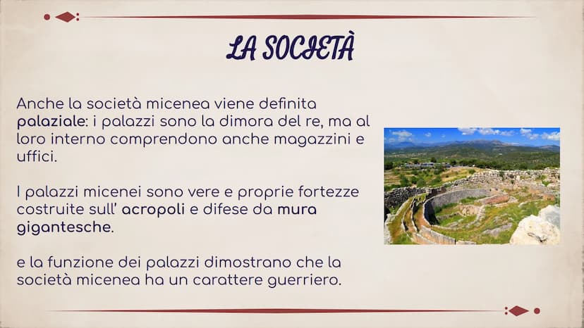 LA CIVILTÀ MICENEA
21 COS'È?
L'aggettivo miceneo viene dal
nome della città di “Micene
ricca d'oro" l' avrebbe chiamata
Omero.
La civiltà mi
