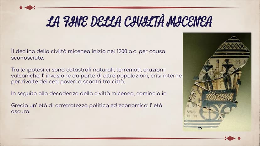 LA CIVILTÀ MICENEA
21 COS'È?
L'aggettivo miceneo viene dal
nome della città di “Micene
ricca d'oro" l' avrebbe chiamata
Omero.
La civiltà mi