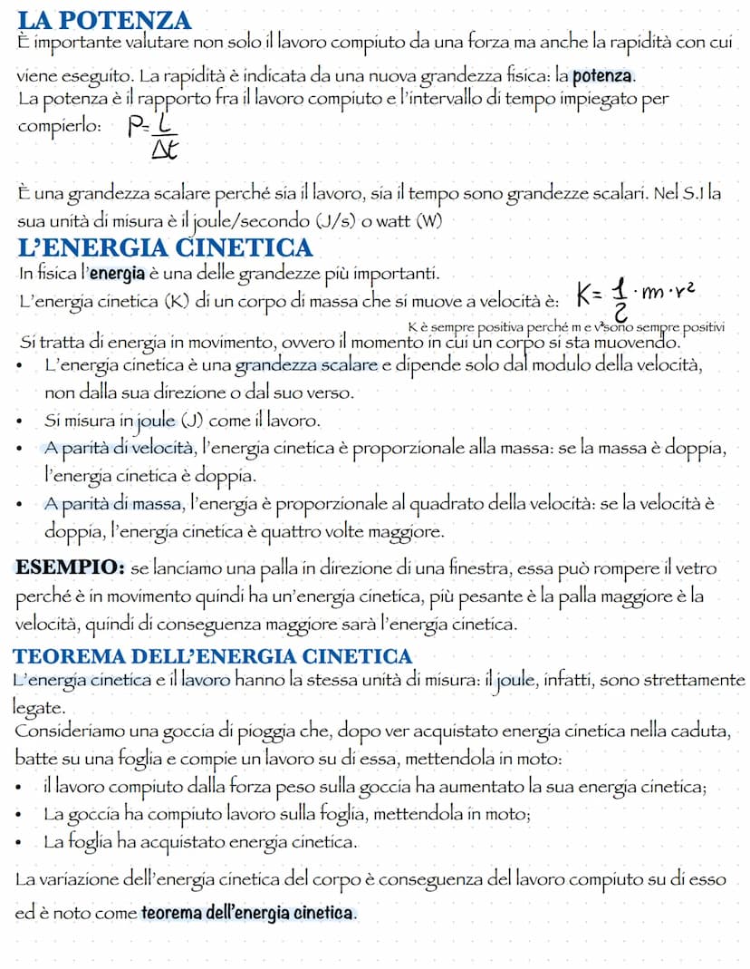 IL LAVORO DI UNA FORZA
Per valutare in termini quantitativi gli effetti di una forza su un corpo durante il suo
spostamento si usa il "lavor