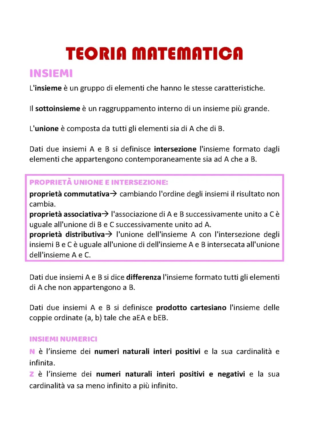 Appunti Teoria Matematica 