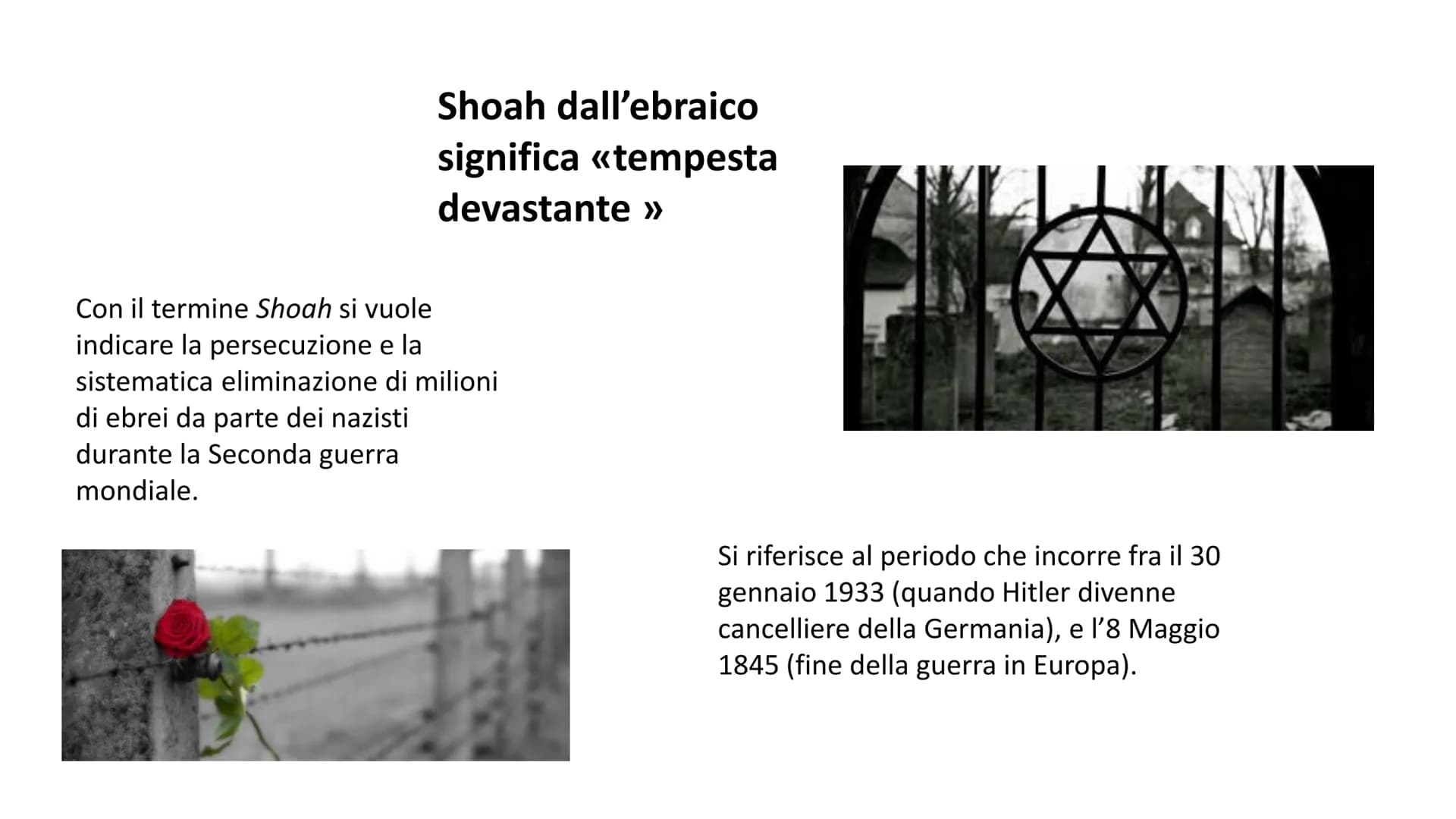 
<p>La Shoah, termine ebraico che significa “tempesta devastante”, rappresenta la persecuzione e la eliminazione sistematica di milioni di e