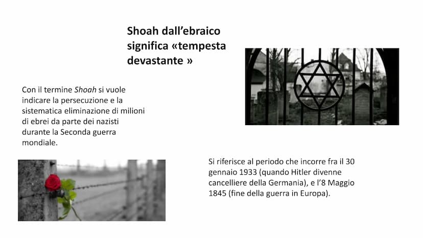 
<p>La Shoah, termine ebraico che significa “tempesta devastante”, rappresenta la persecuzione e la eliminazione sistematica di milioni di e