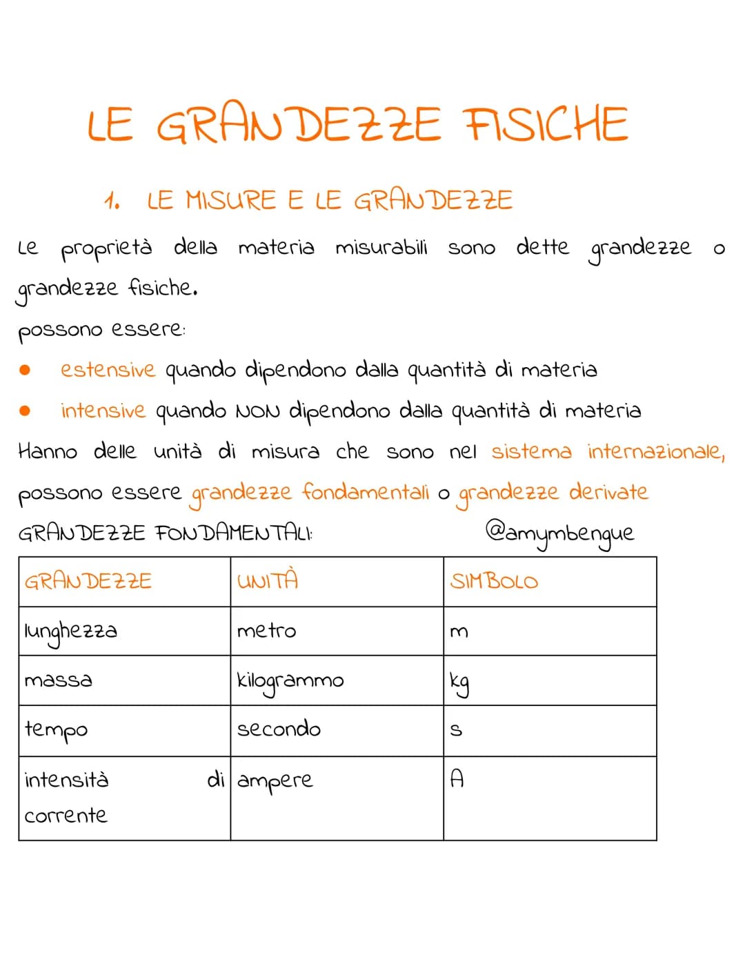 LE GRANDEZZE FISICHE
1. LE MISURE E LE GRANDEZZE
Le proprietà della materia misurabili sono dette grandezze
grandezze fisiche.
possono esser