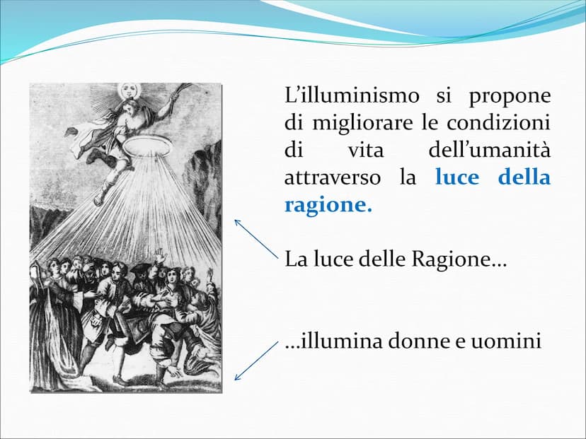 Il Settecento
Il secolo dei grandi ideali Che cos'è l'Illuminismo?
"[...] è l'uscita dell'uomo dallo stato di minorità che egli
deve imputar