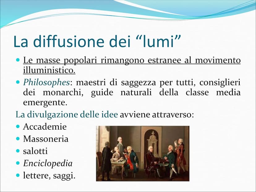 Il Settecento
Il secolo dei grandi ideali Che cos'è l'Illuminismo?
"[...] è l'uscita dell'uomo dallo stato di minorità che egli
deve imputar