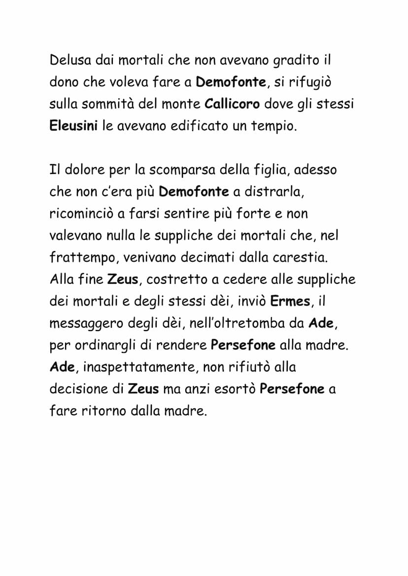 
<p>Demetra, figlia di Crono e di Rea, è la madre di Persefone, avuta dal fratello Zeus. Un giorno, mentre Persefone coglieva dei fiori con 