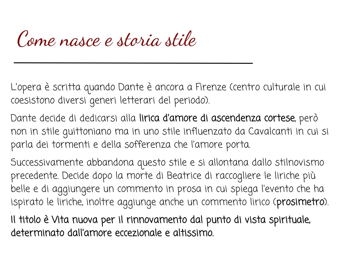 Vita nuova
opera di Dante Alighieri Come nasce e storia stile
L'opera è scritta quando Dante è ancora a Firenze (centro culturale in cui
coe
