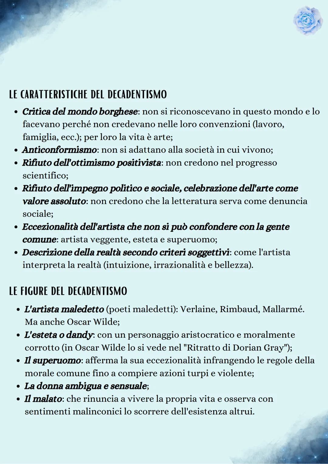 Decadentismo
ORIGINE DEL TERMINE
Con il termine "Decadentismo" si intende un movimento artistico e
letterario che si è sviluppato in Europa 