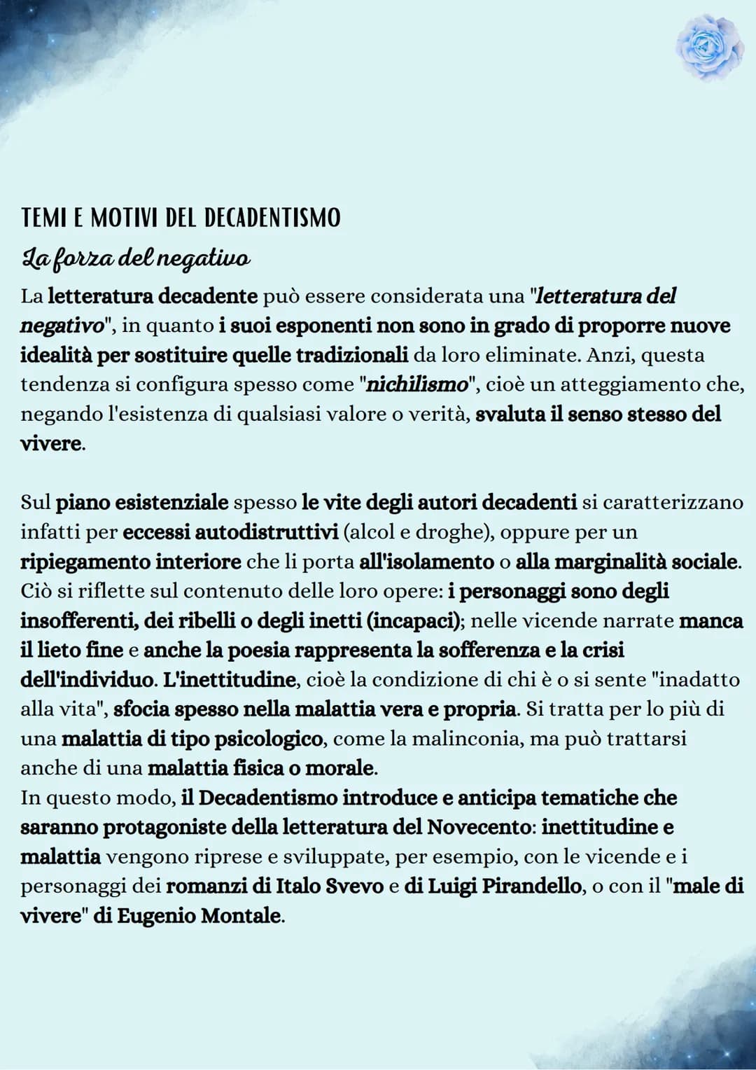 Decadentismo
ORIGINE DEL TERMINE
Con il termine "Decadentismo" si intende un movimento artistico e
letterario che si è sviluppato in Europa 