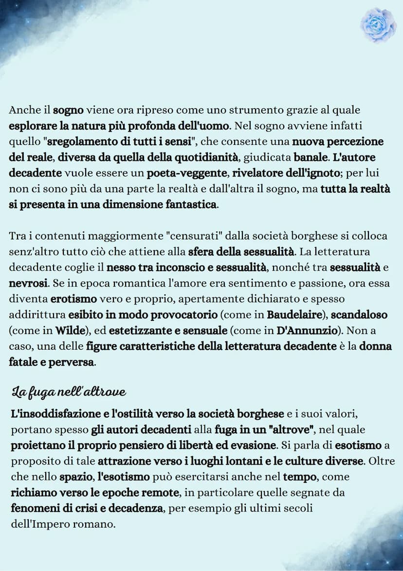 Decadentismo
ORIGINE DEL TERMINE
Con il termine "Decadentismo" si intende un movimento artistico e
letterario che si è sviluppato in Europa 