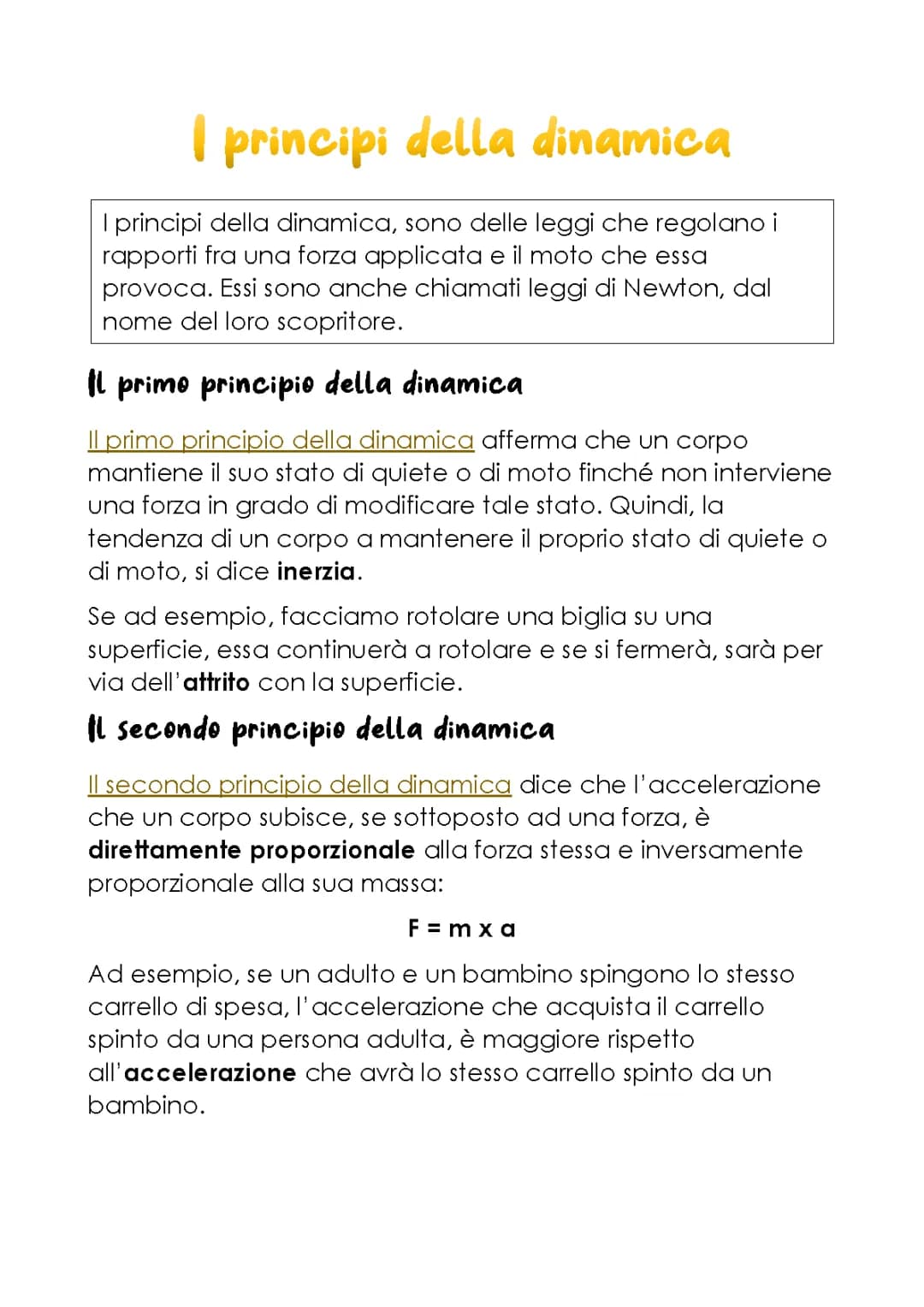 I principi della dinamica 
