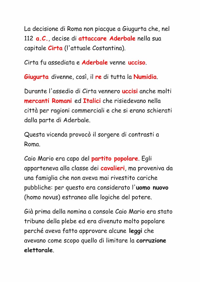 Mario e Silla
Nel regno di Numidia, durante la terza guerra punica,
il re Massinissa morì e gli succedette il figlio Micipsa,
fedele alleato