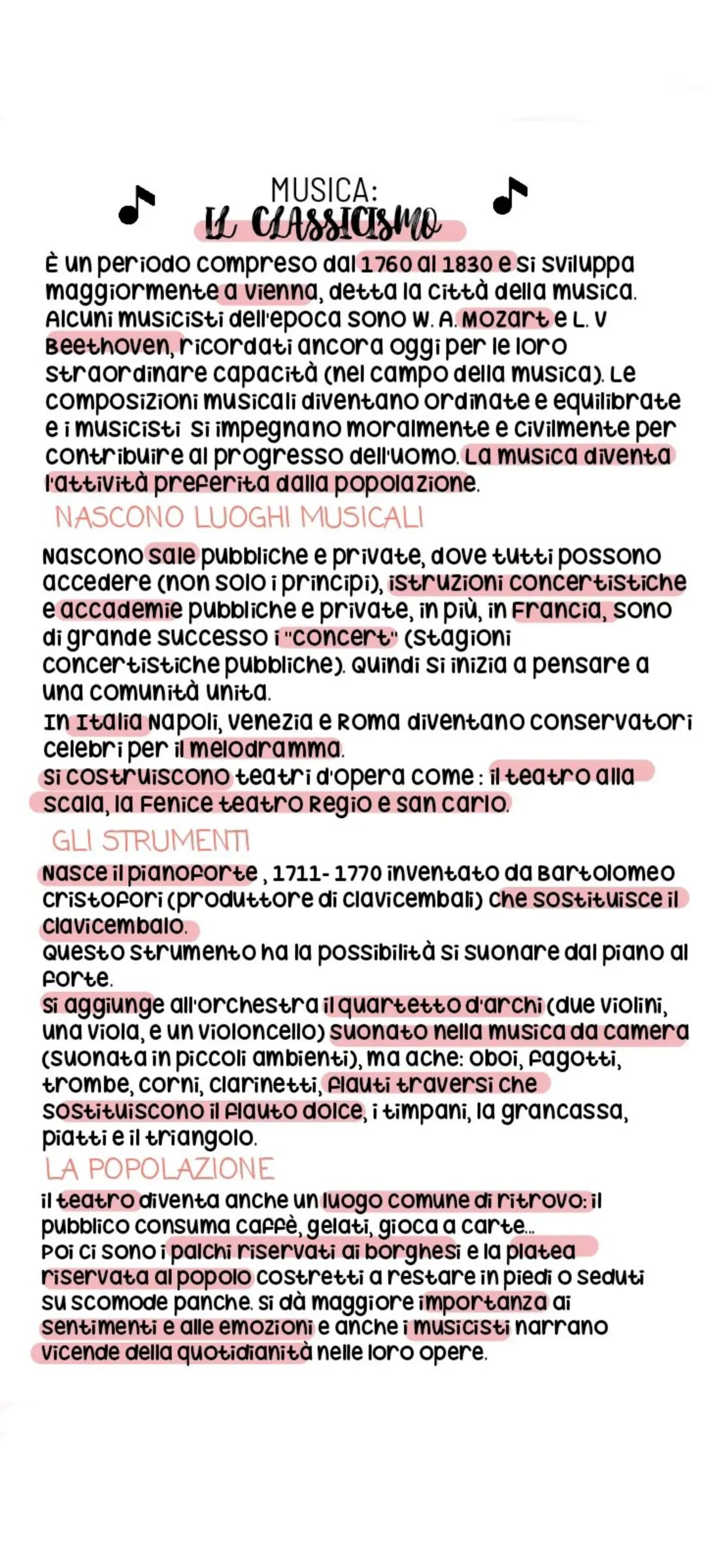 MUSICA: IL CLASSICISMO