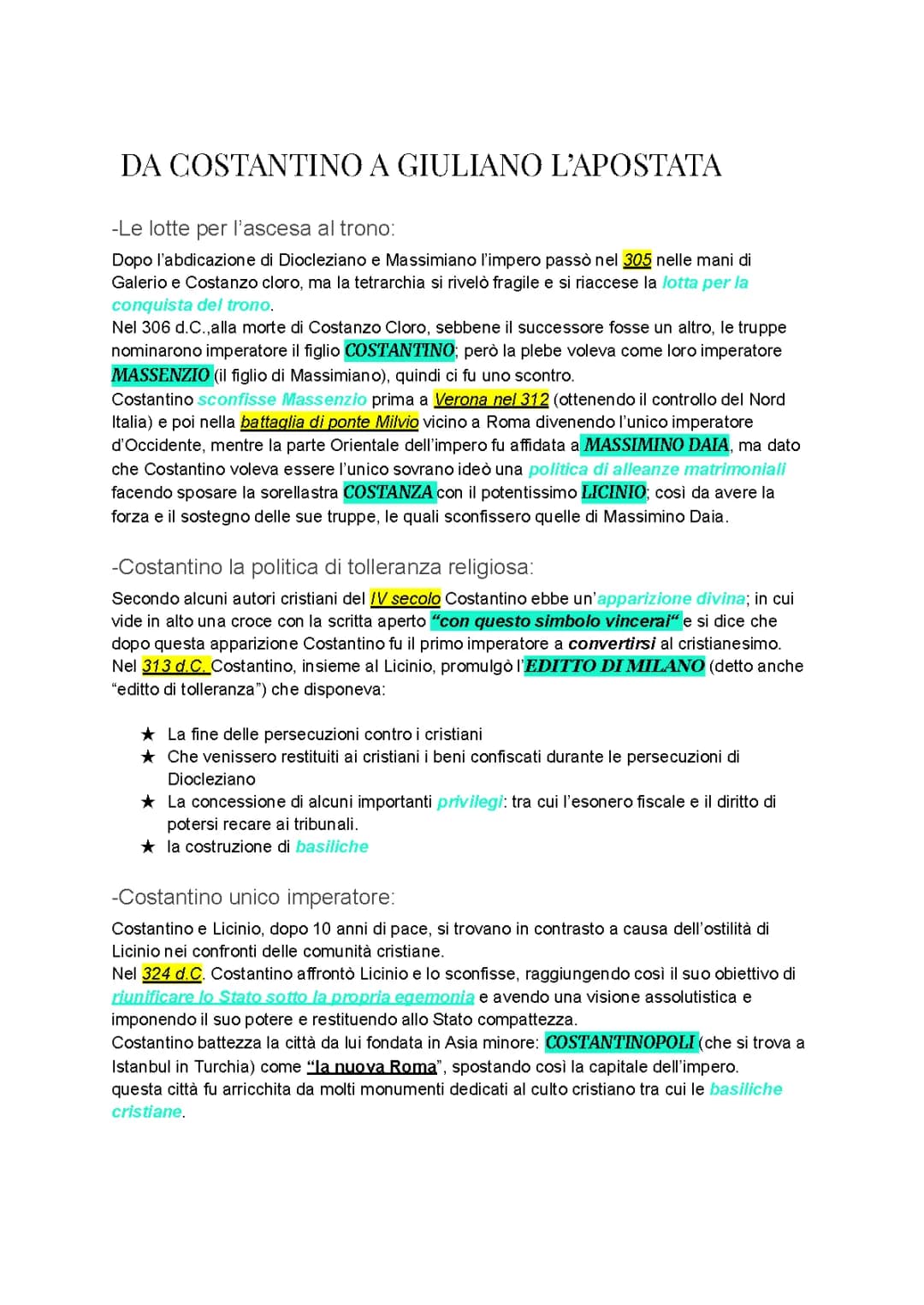 DA COSTANTINO A GIULIANO L'APOSTATA