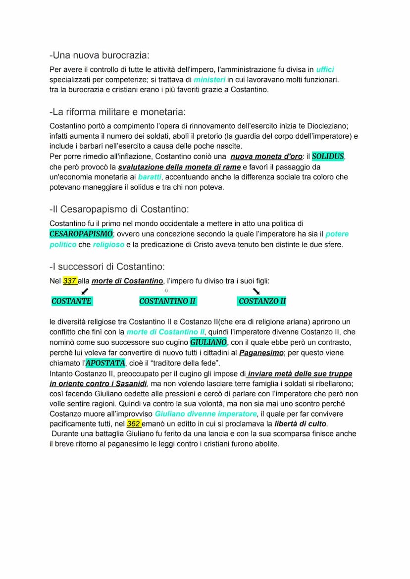 DA COSTANTINO A GIULIANO L'APOSTATA
-Le lotte per l'ascesa al trono:
Dopo l'abdicazione di Diocleziano e Massimiano l'impero passò nel 305 n