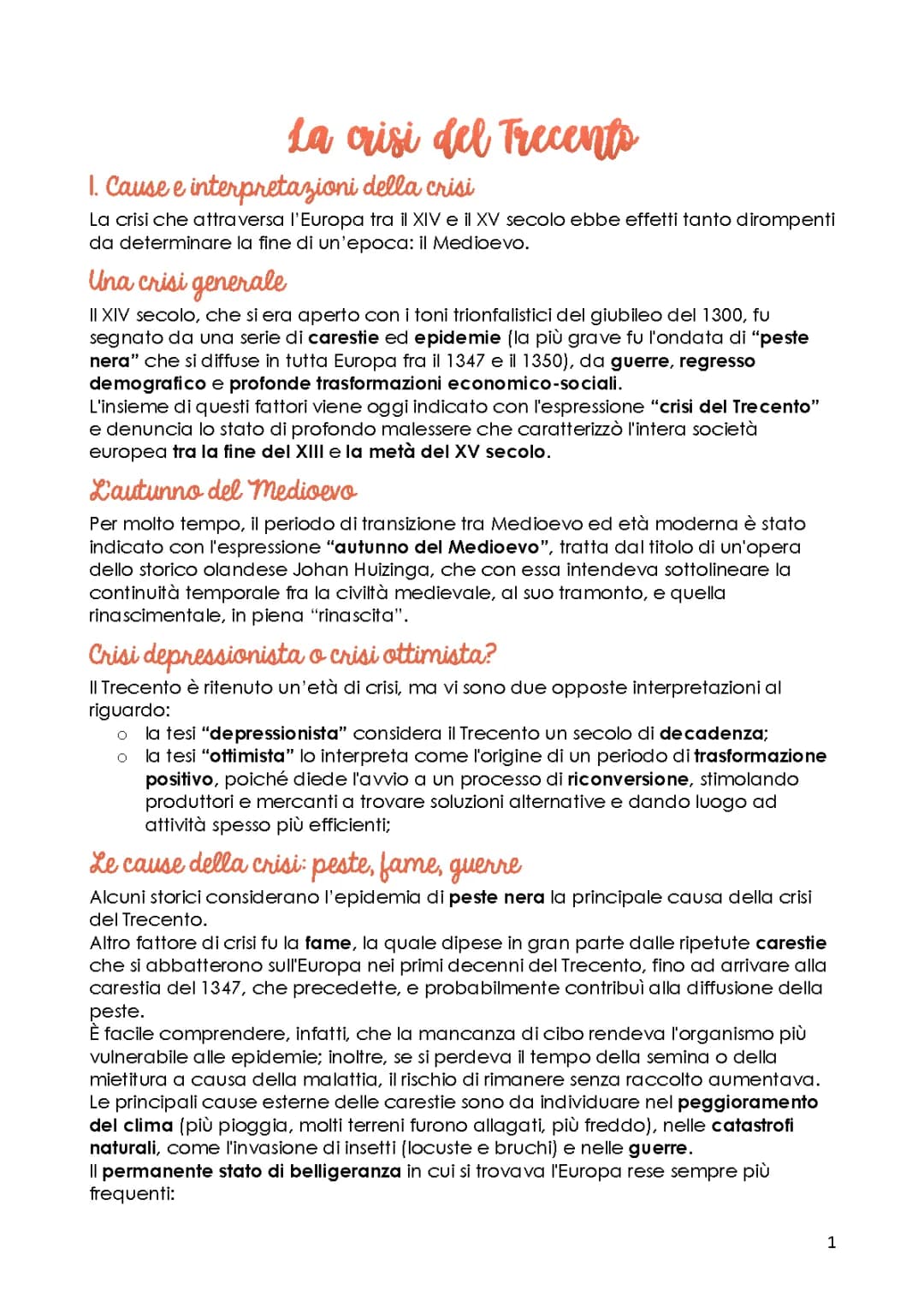 La crisi del Trecento