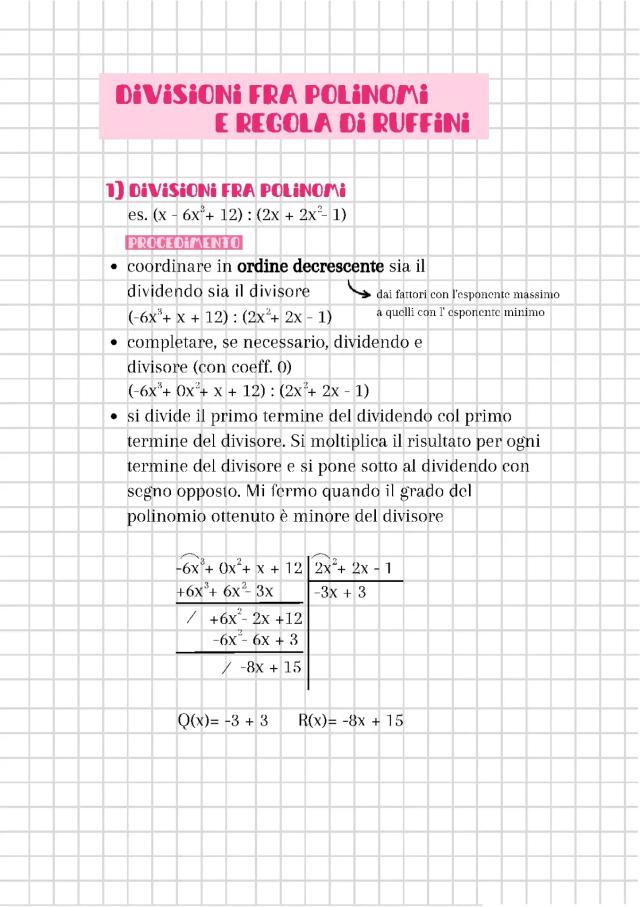 Know Divisioni fra polinomi e Regola di Ruffini thumbnail