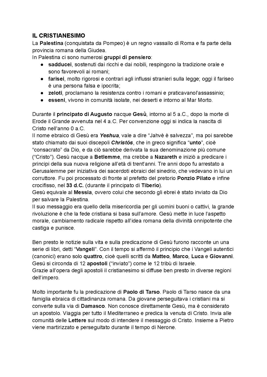 La Storia del Cristianesimo: Riassunto per Studenti