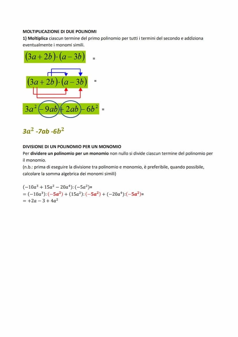 segno
Esempio.
Monomi simili
5ab + 3ab = 8ab
Esempio.
2ab²c 3ab = 6a²b³c
Esempio.
I MONOMI
coefficiente
ADDIZIONE ALGEBRICA DI MONOMI
La som