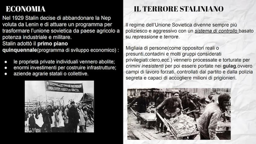 Lo stalinismo
e
il nazismo
S L'ASCESA al POTERE di STALIN
Dopo la Prima Guerra mondiale e la guerra civile la
Russia rimase un Paese arretra