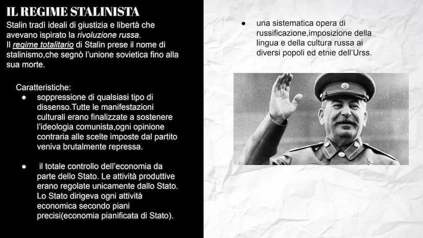 Lo stalinismo
e
il nazismo
S L'ASCESA al POTERE di STALIN
Dopo la Prima Guerra mondiale e la guerra civile la
Russia rimase un Paese arretra