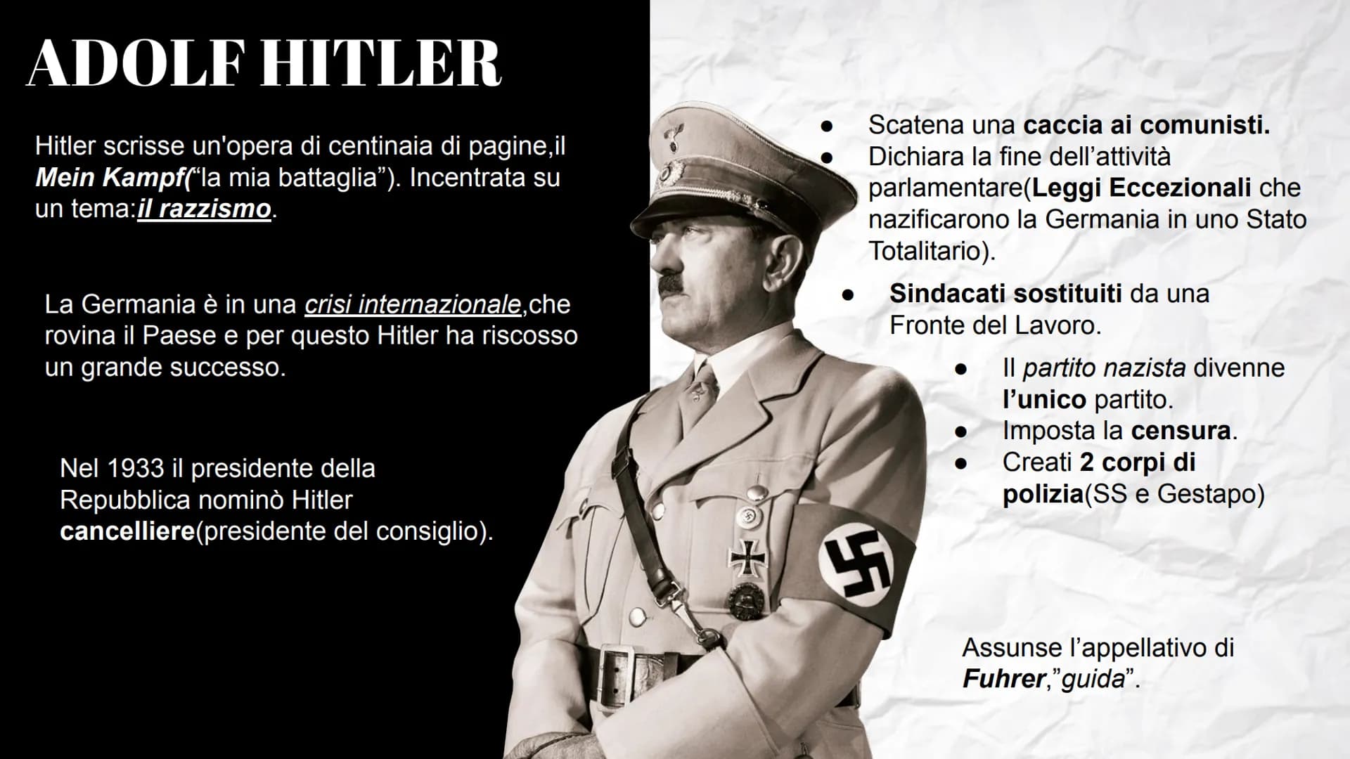 Lo stalinismo
e
il nazismo
S L'ASCESA al POTERE di STALIN
Dopo la Prima Guerra mondiale e la guerra civile la
Russia rimase un Paese arretra