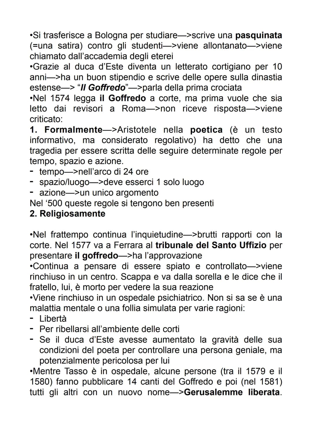 TORQUATO TASSO
Contesto
Si parla di bifrontismo tassiano—>Tasso è molto inquieto (per
via del contesto politico dell'epoca= la 2° metà del '