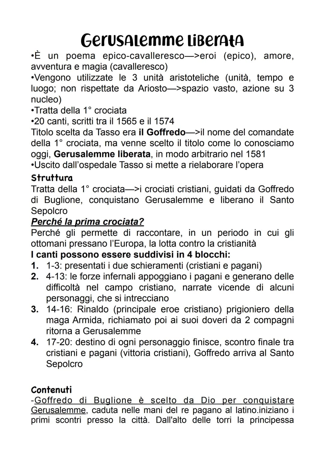 TORQUATO TASSO
Contesto
Si parla di bifrontismo tassiano—>Tasso è molto inquieto (per
via del contesto politico dell'epoca= la 2° metà del '