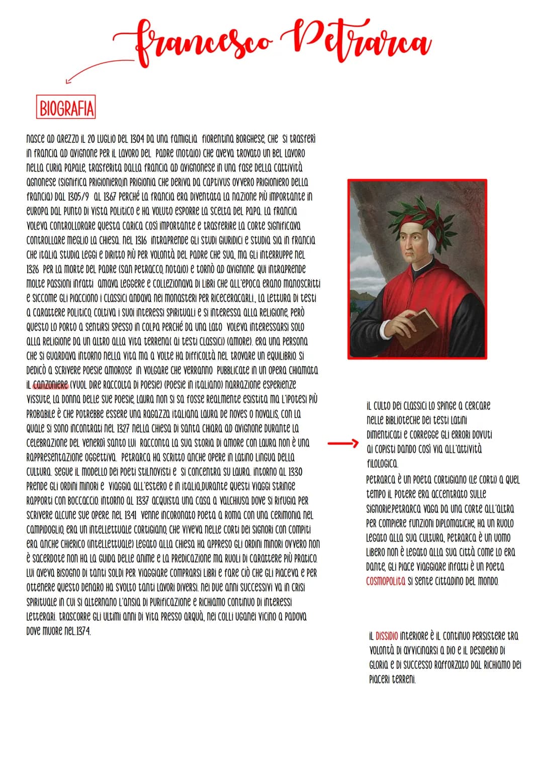 francesco Petrarea
BIOGRAFIA
nasce ad aReZZO IL 20 LUGLIO DEL 1304 Da una famiglia fiorentina BORGHESE, CHe si trasferi
in francia ad avigno