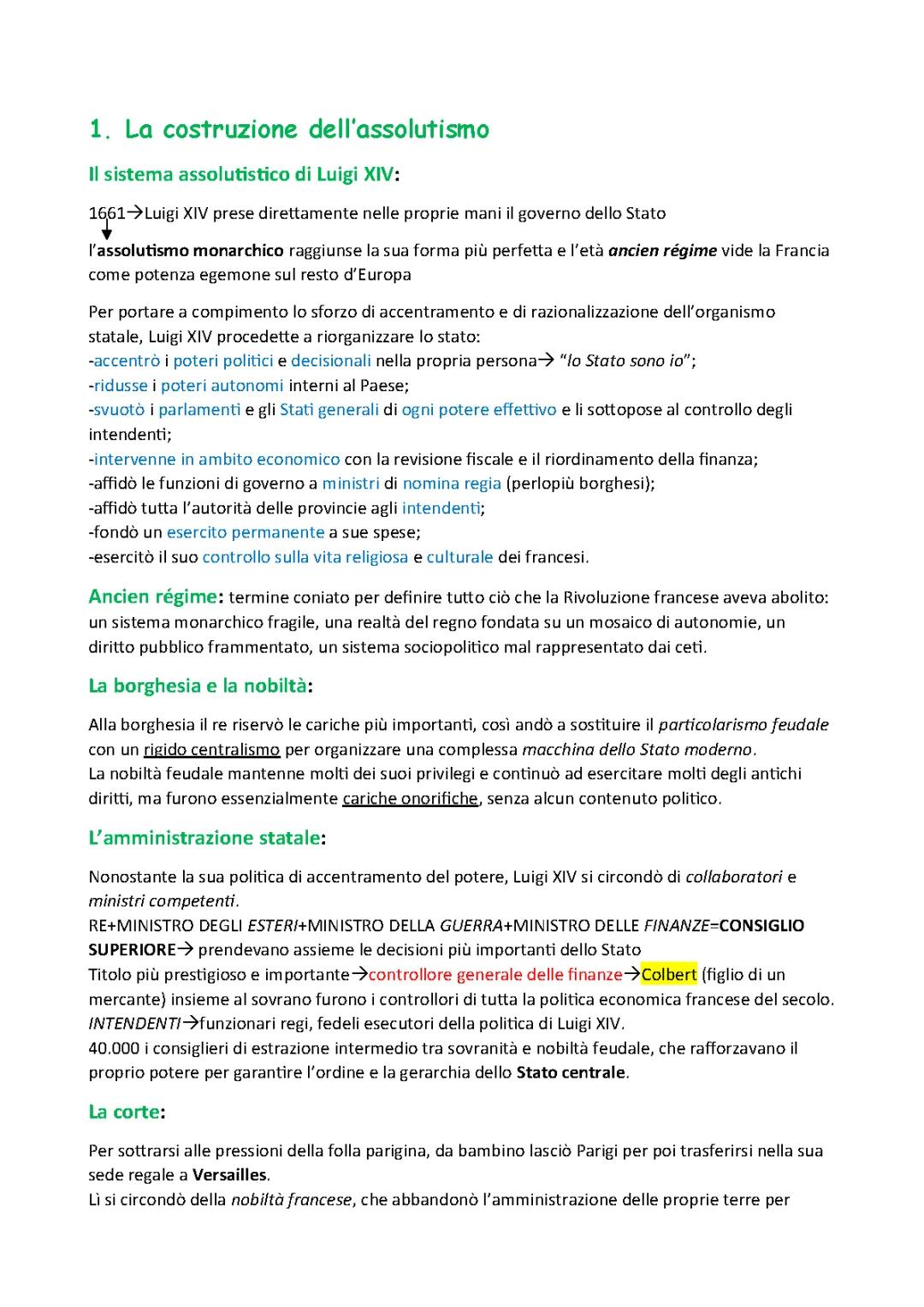Assolutismo + l'Inghilterra e la dinastia Stuart + l'ancien régime