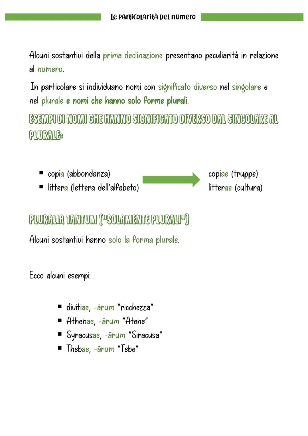 Le Particolarità DELLA Prima
Declinazione
Le Particolarità Dei CASI
Si registrano uscite particolari in alcuni sostantivi nei seguenti casi:
