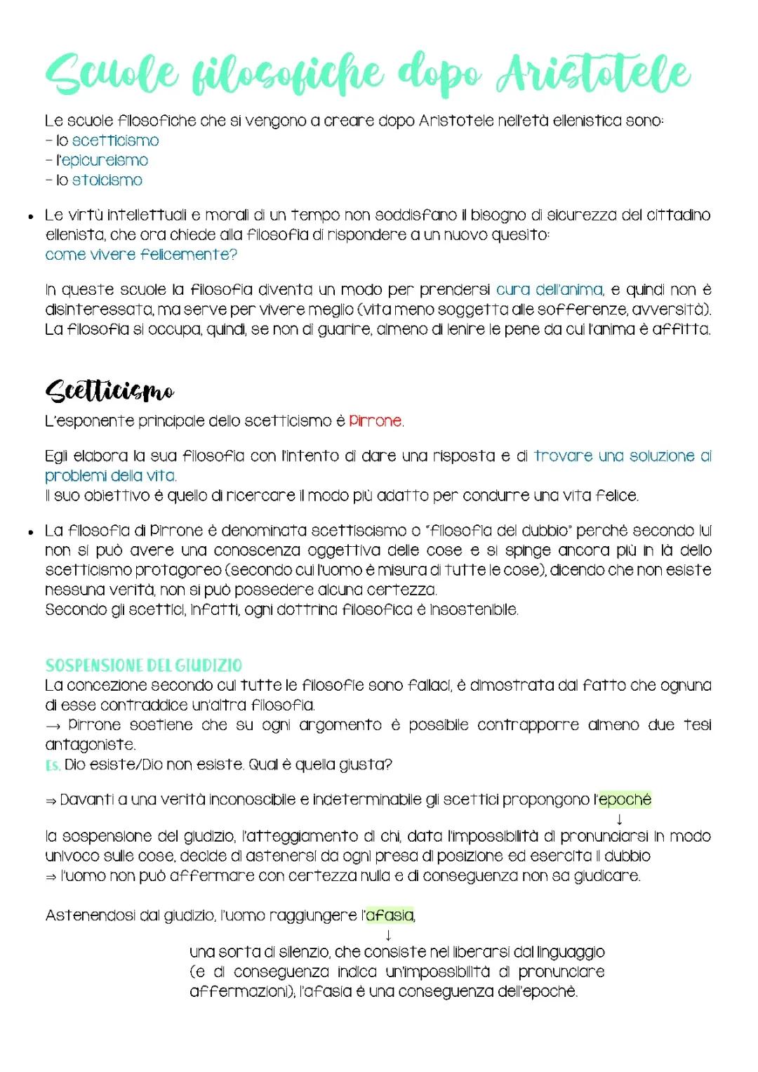 Scuole filosofiche dopo Aristotele