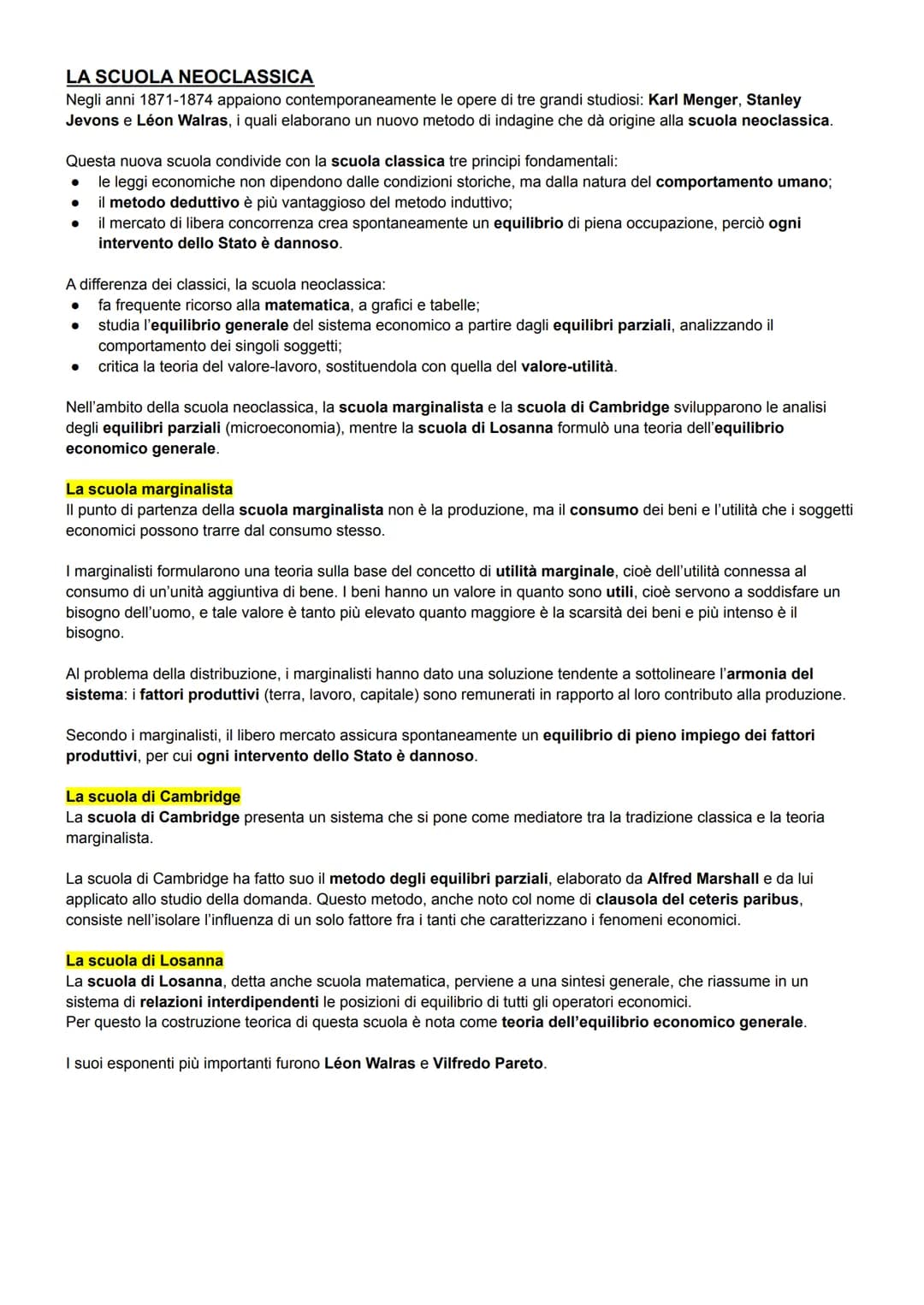 LE SCUOLE ECONOMICHE
L'EVOLUZIONE DEL PENSIERO ECONOMICO
Scuole economiche e realtà
La storia del pensiero economico studia l'evoluzione del