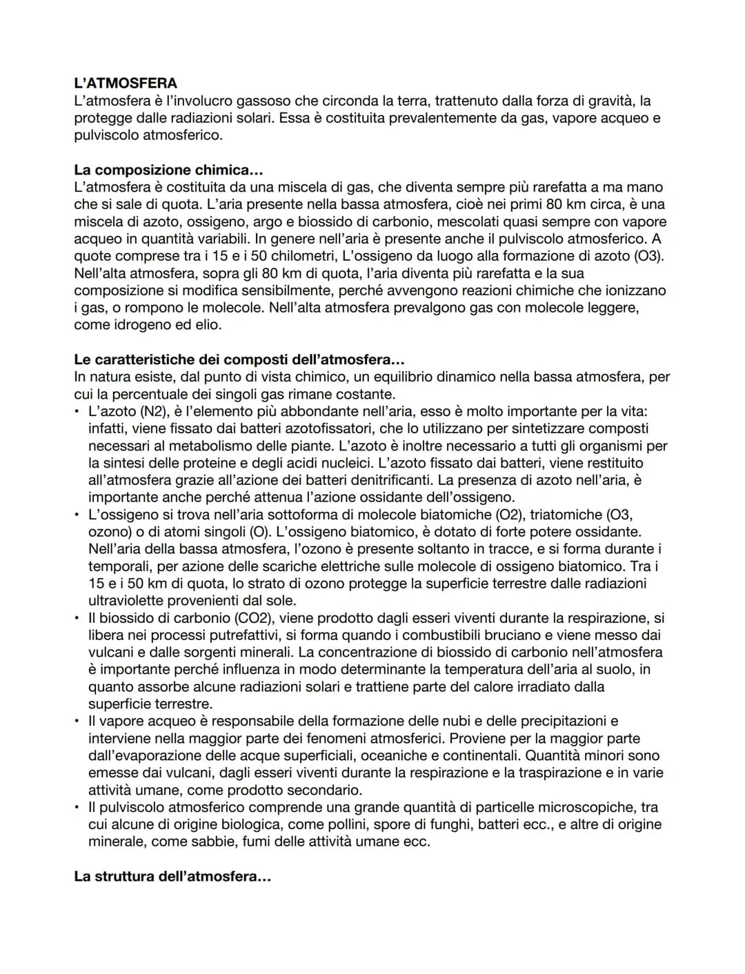 <h2 id="strutturaecomposizionedellatmosfera">Struttura e composizione dell'atmosfera</h2>
<p>L'<strong>atmosfera terrestre</strong> è l'invo