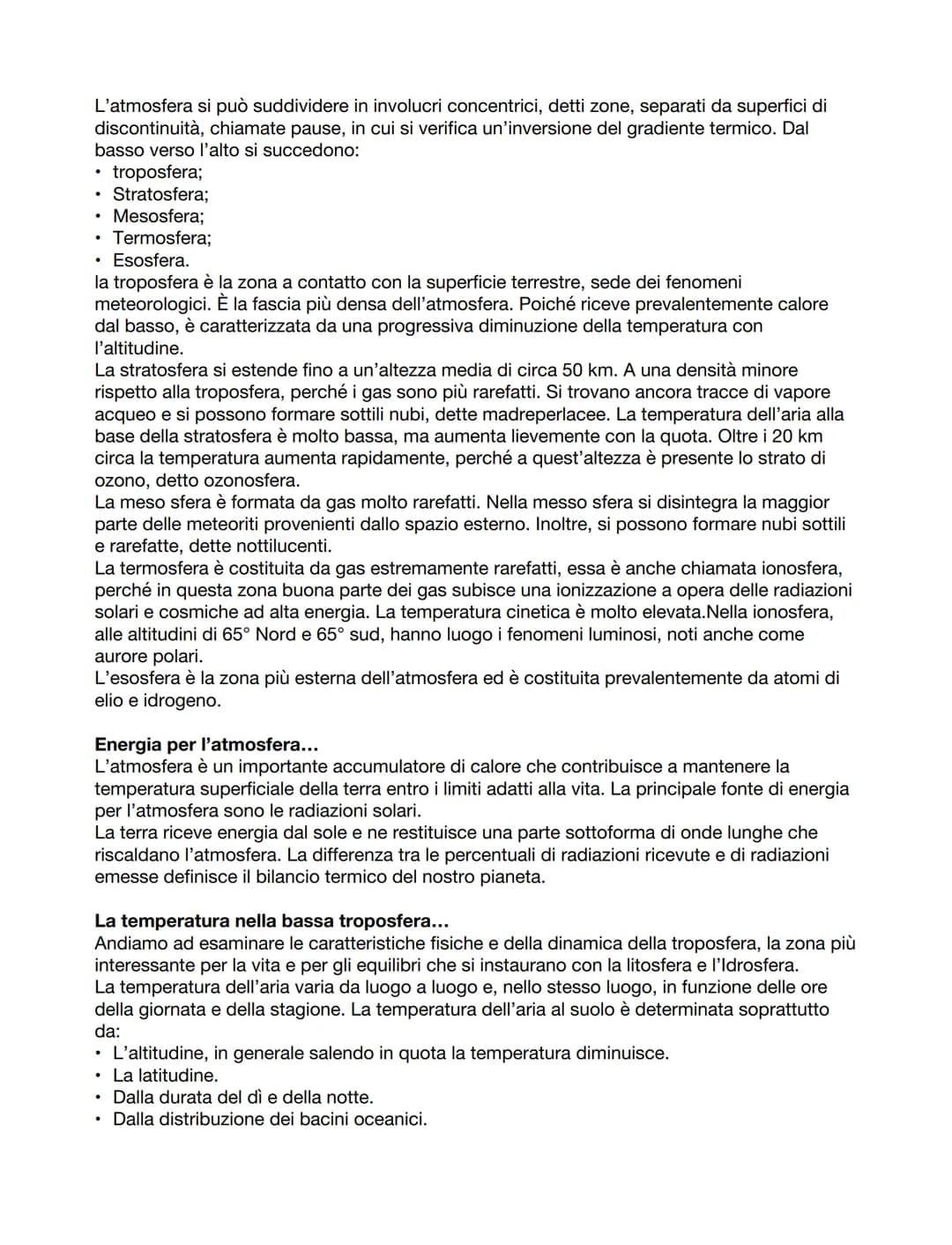 <h2 id="strutturaecomposizionedellatmosfera">Struttura e composizione dell'atmosfera</h2>
<p>L'<strong>atmosfera terrestre</strong> è l'invo