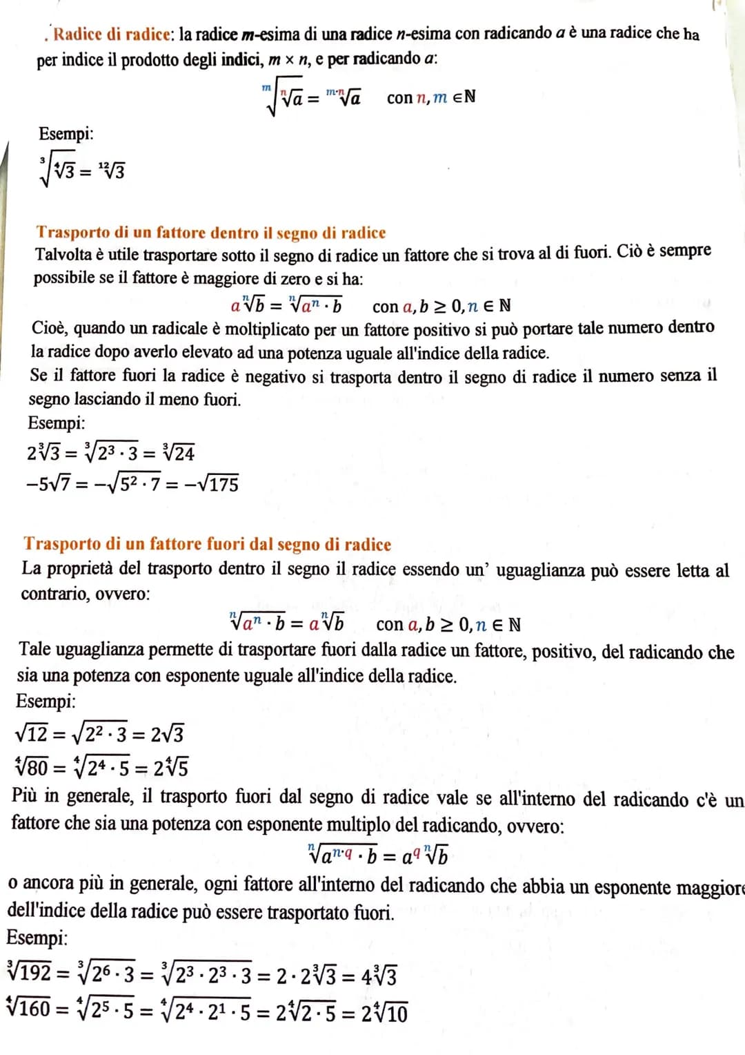 I RADICALI
Definizione di radicale
Per dare una definizione corretta di radicale di un numero, o radice n-esima di un numero reale a,
dobbia