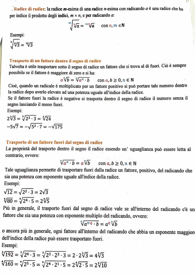 I RADICALI
Definizione di radicale
Per dare una definizione corretta di radicale di un numero, o radice n-esima di un numero reale a,
dobbia