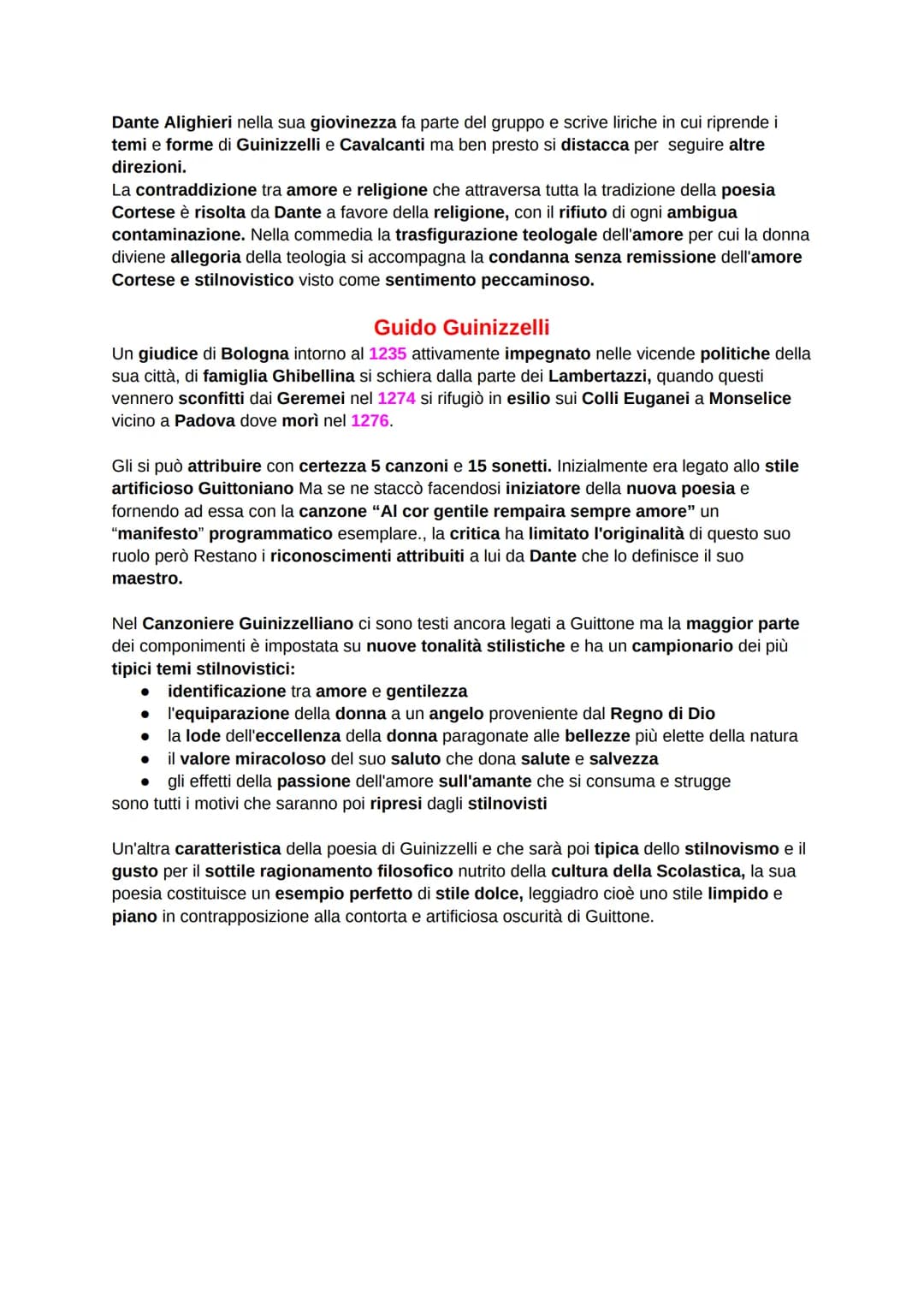 Il "dolce stil novo"
Una nuova tendenza poetica
Firenze si avvia a diventare il nuovo centro guida della cultura italiana con la formazione
