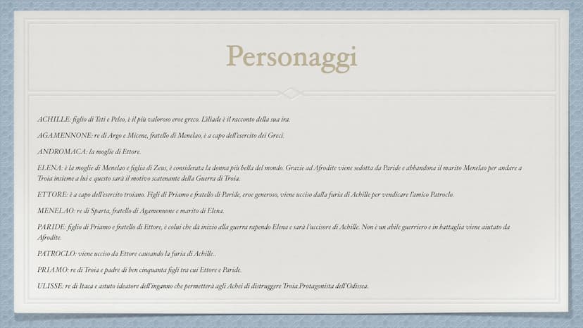 Iliade INTRODUZIONE
L'Iliade è un poema greco scritto dal poeta Omero, di cui poco si sa sulle sue
origini.
Narra gli eventi accaduti nei ci