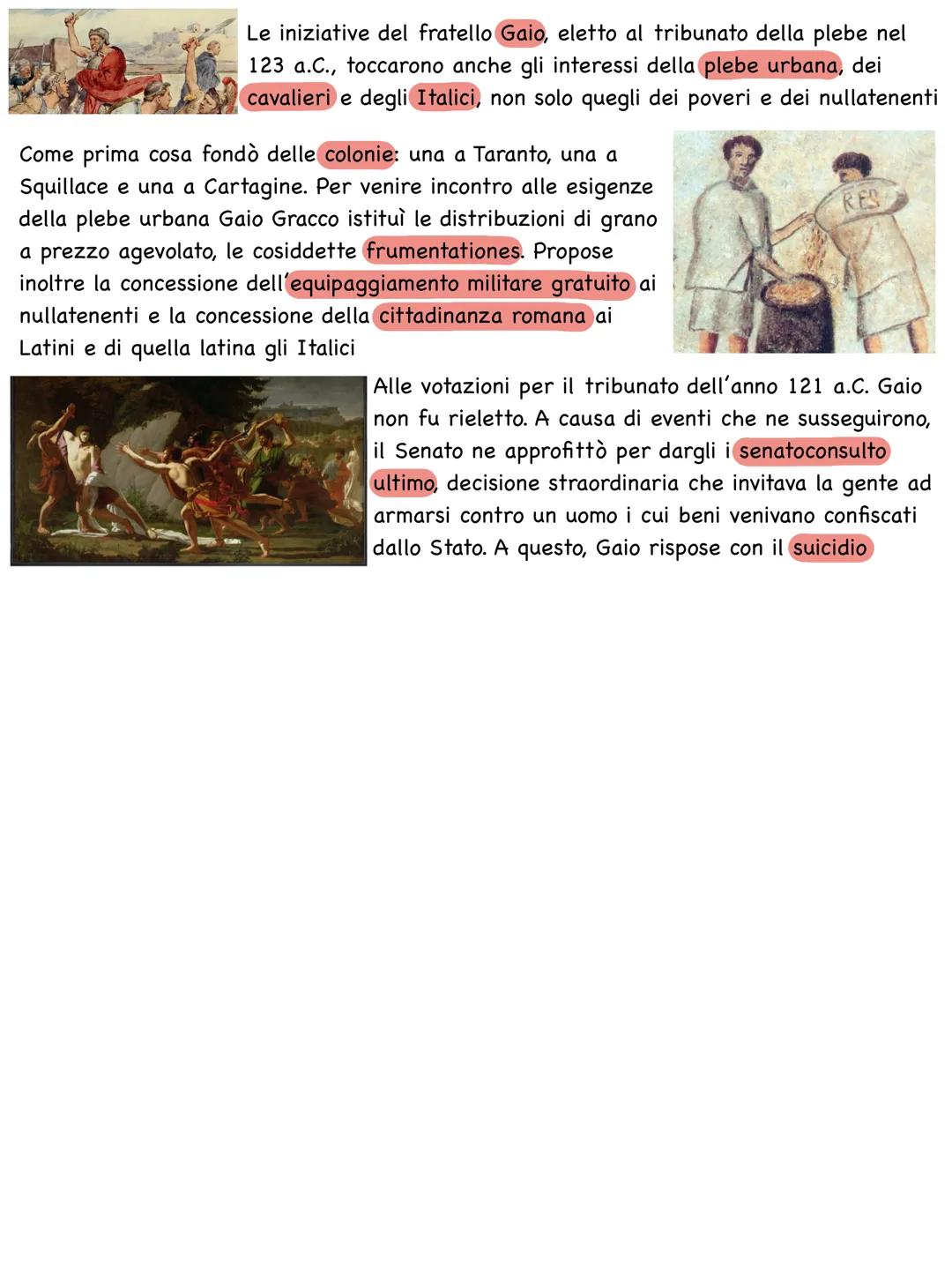 Le riforme dei Gracchi
L'espansione romana nel Mediterraneo generò una profonda
"forbice" (diseguaglianza economica) tra ricchi e poveri
Que
