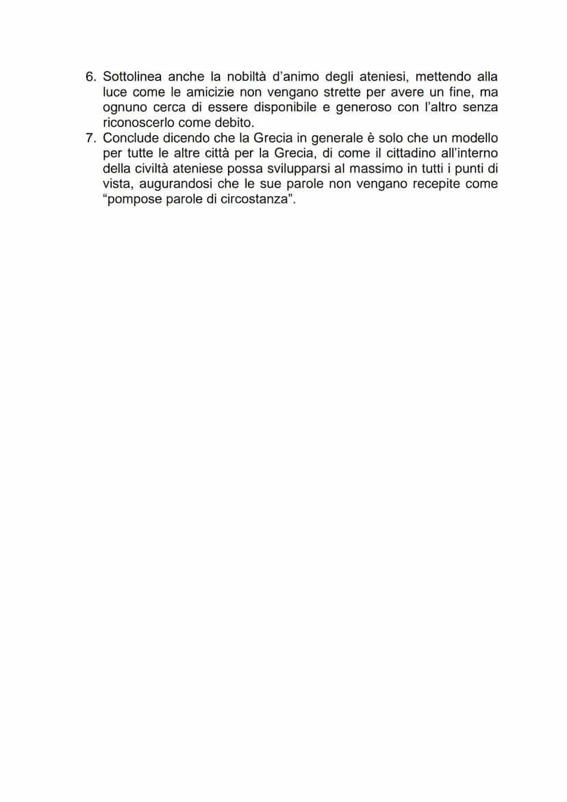 Riassunto Discorso di Pericle, da La Guerra del
Peloponneso di Tucidide:
In onore dei primi caduti della guerra, fu scelto per l'orazione fu