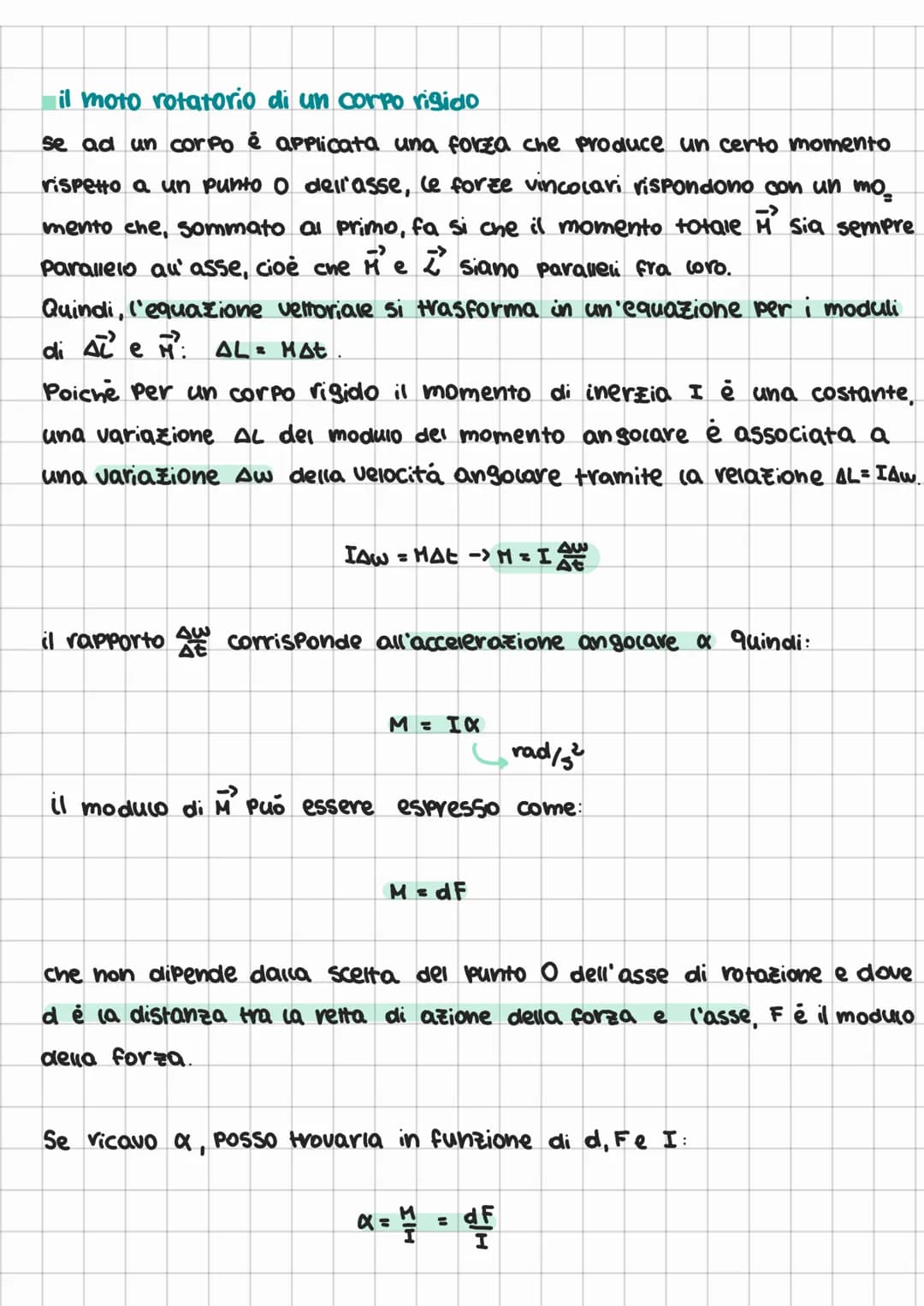 Momento Angolare
il momento angolare di un punto materiale
dato un punto materiale di massa m si muova con velocità v'e ad un certo
istante 