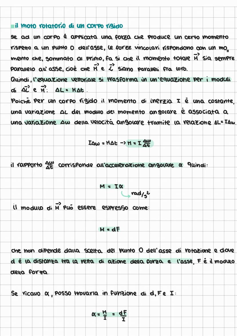 Momento Angolare
il momento angolare di un punto materiale
dato un punto materiale di massa m si muova con velocità v'e ad un certo
istante 