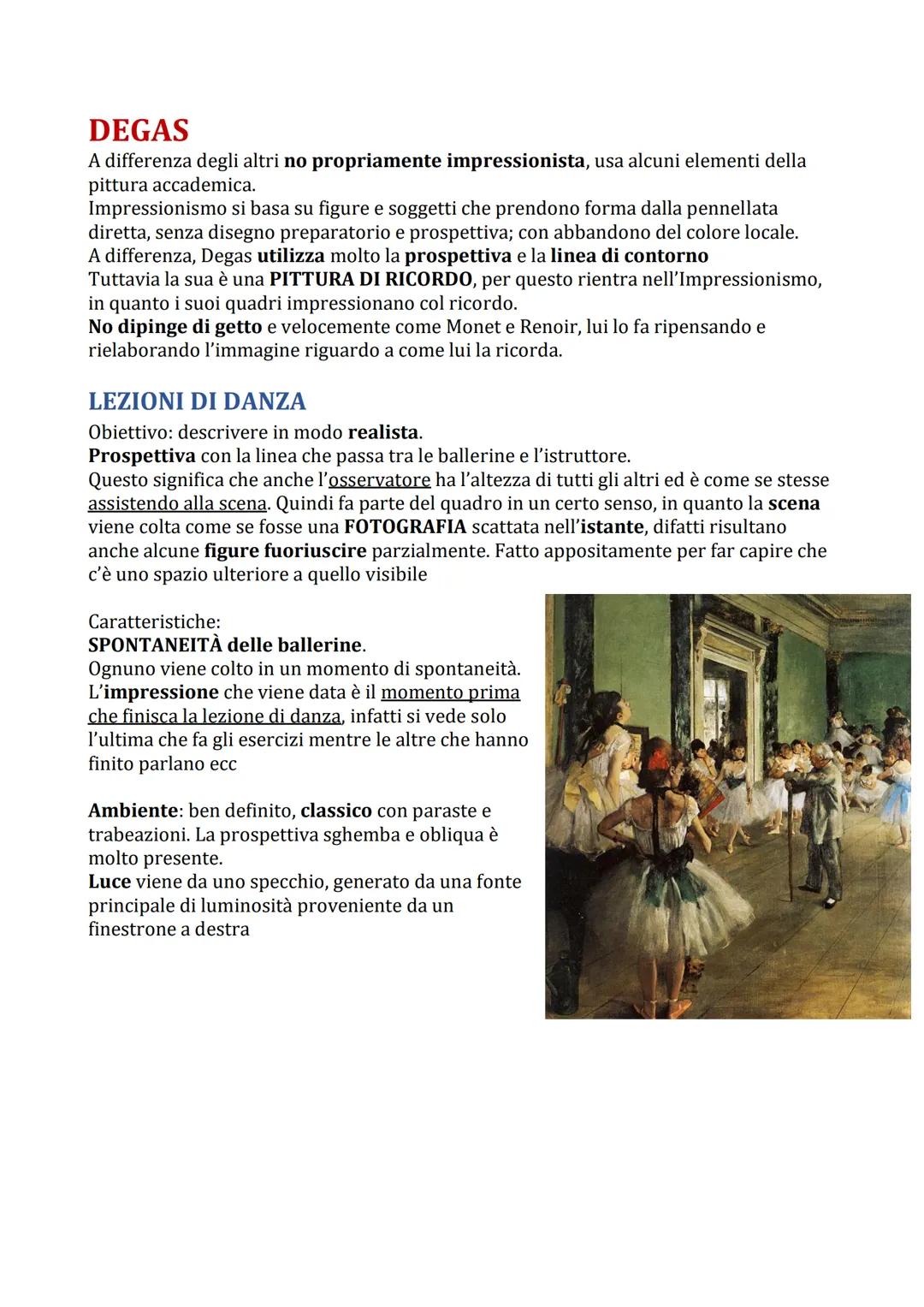Impressionismo
Nasce in Francia (1874). È ispirato da movimenti artistici come il Realismo (in
quanto hanno in comune l'attenzione a scene d